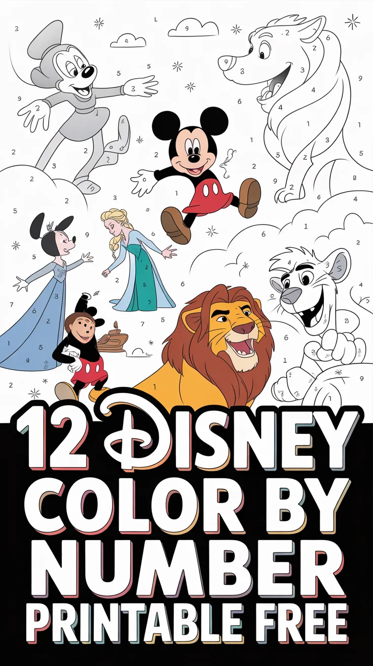 ✨ 12 Disney Color By Number Printable Free