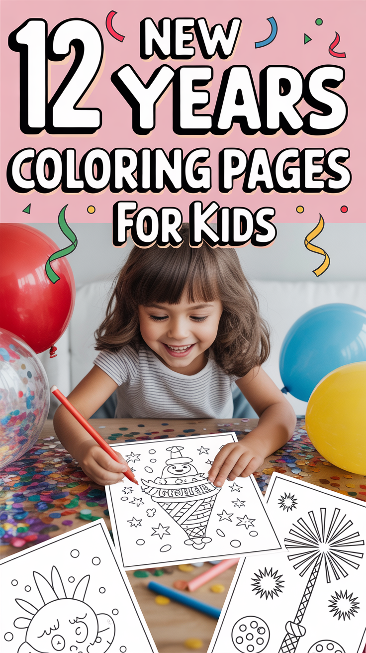 🎉 12 New Years Coloring Pages For Kids