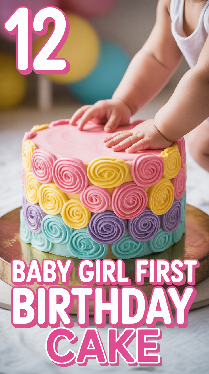 🎂 12 Baby Girl First Birthday Cake