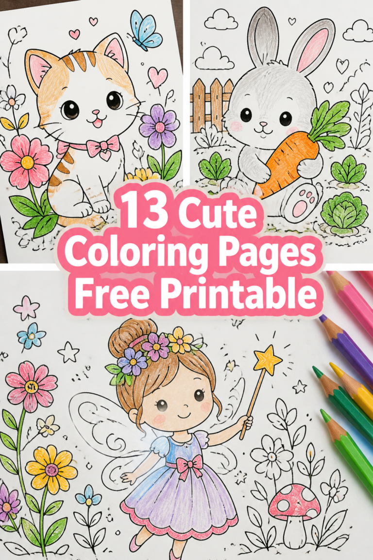 ✨ 13 Cute Coloring Pages Free Printable