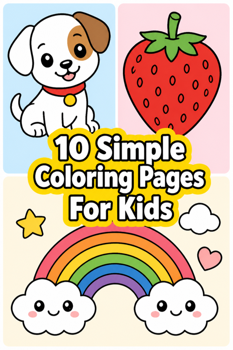 🎨 10 Simple Coloring Pages For Kids